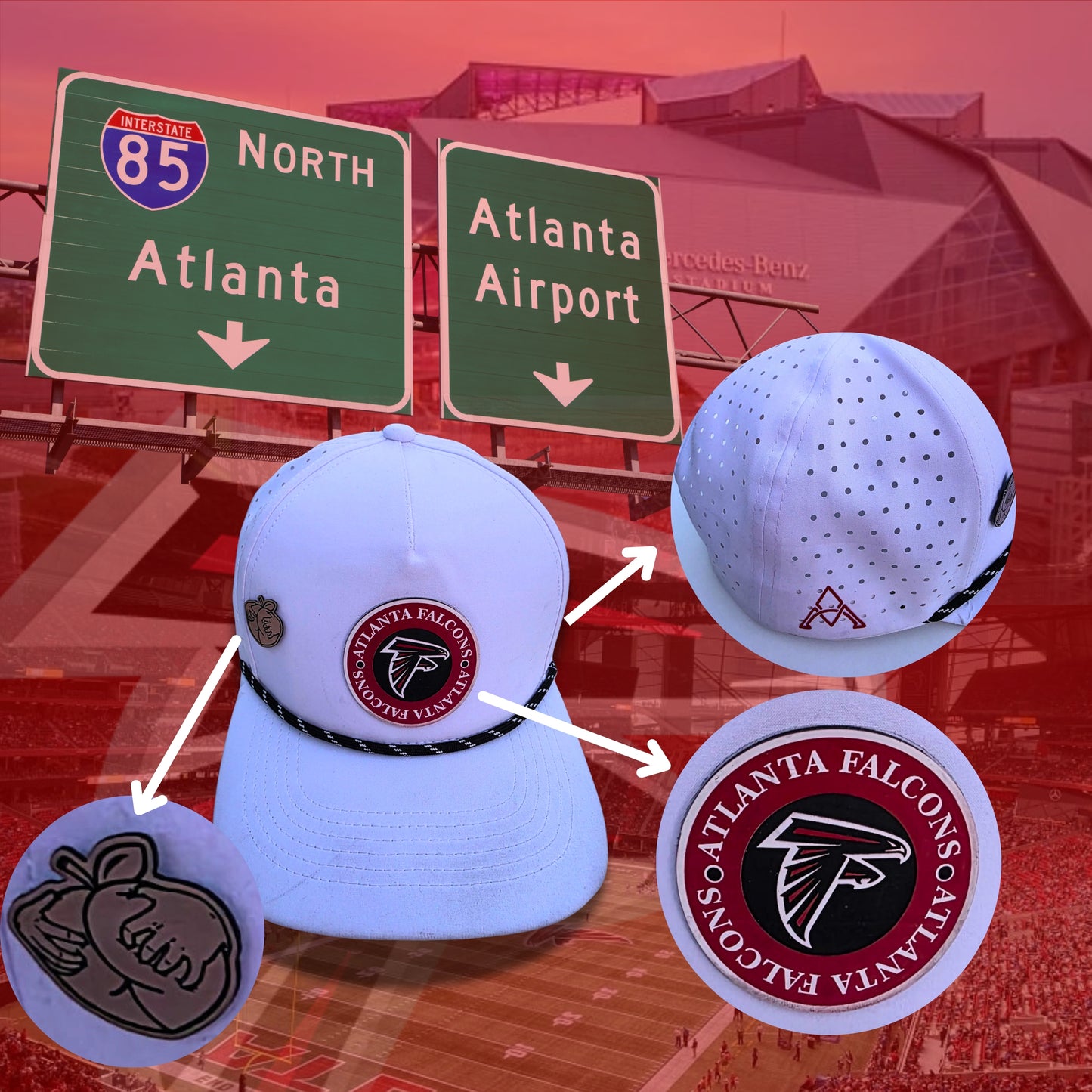 Atlanta Falcons Rope Hat – White with Red Patch